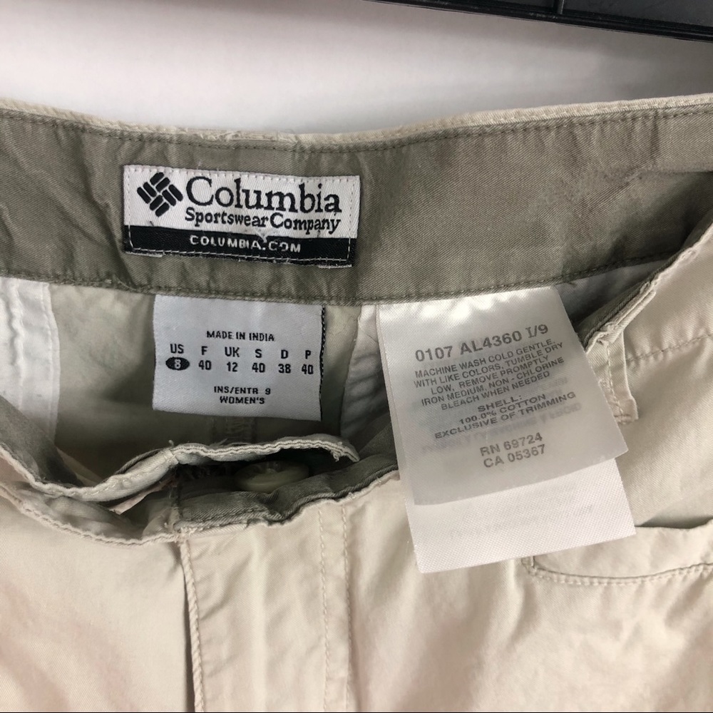 Columbia Cargo Hiking Shorts Cuffed Pockets 9 Inch Cotton Stone Khaki Size 8 - Picture 4 of 7
